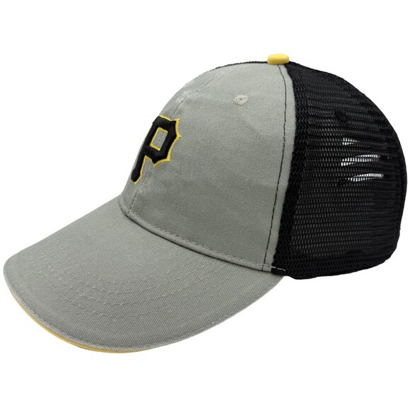 VTG PITTSBURGH PIRATES Grey/Black trucker Hat – Adjust strap, Black/Gold P Logo - Picture 3 of 12